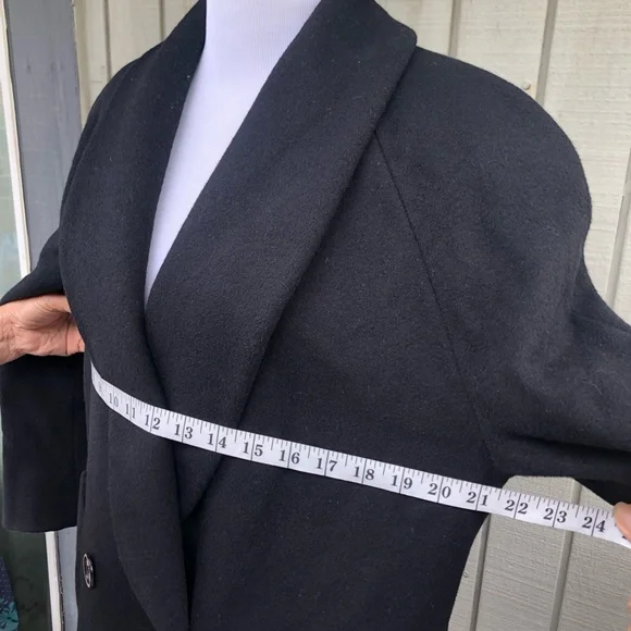 Vintage Jones New York 100% Pure Wool Black Double-Breasted Trench Coat size XL - Picture 13 of 14